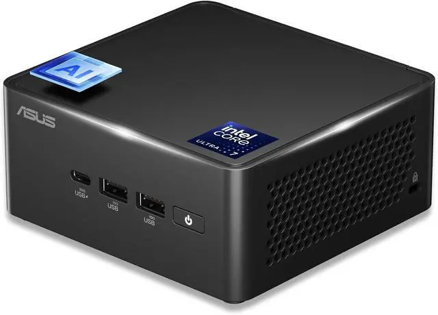 Main image of ASUS NUC AI Powered Mini Desktop (Intel Ultra 7- 165H, No OS, 8GB DDR5, 1TB PCIe SSD, 2 Thunderbolt 4, WiFi 6E, Bluetooth 5.3, 120W PSU, RJ-45, 2 x HDMI 2.1, Win 11 Pro)