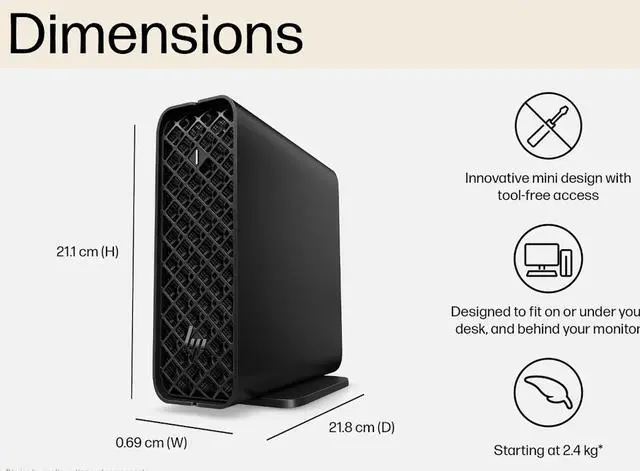 Alt view image 3 of 7 - HP Z2 G9 Mini Workstation Desktop (24-core Intel i9-14900K 3.20GHz, NVD RTX 2000 Ada 16GB, 64GB DDR5, 1TB PCIe SSD, 280W PSU, RJ-45, 4X mDP; 2X DP Display Port, Win 11 Pro)