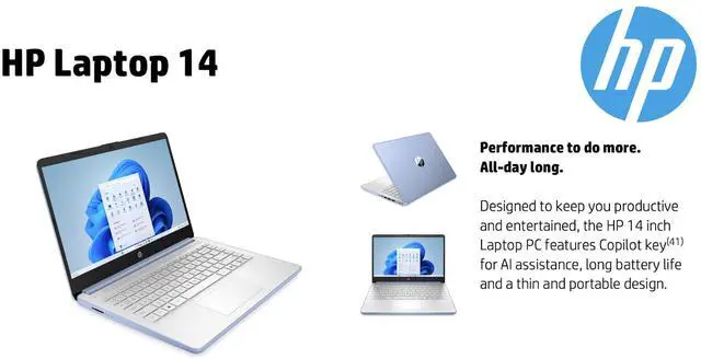 Alt view image 3 of 7 - HP 14 Everyday Value Laptop 14.0" HD HD Display (Intel Celeron N4500, 32GB DDR4, 512GB PCIe SSD, Intel UHD, WiFi 6, Webcam, Bluetooth 5.4, Win 11 Pro)