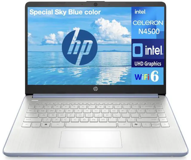 Main image of HP 14 Everyday Value Laptop 14.0" HD HD Display (Intel Celeron N4500, 32GB DDR4, 512GB PCIe SSD, Intel UHD, WiFi 6, Webcam, Bluetooth 5.4, Win 11 Pro)