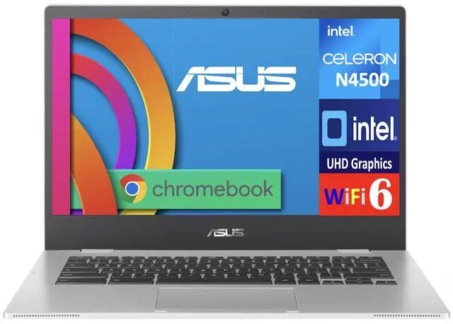 Main image of ASUS Chromebook Everyday Value Chromebook 14.0" 60Hz TN HD DisplayIntel Celeron N4500, Intel UHD, 4GB LPDDR4X, 64GB SSD, WiFi 6, Webcam, Bluetooth 5.2, 45W PSU, Chrome OS (Renewed)