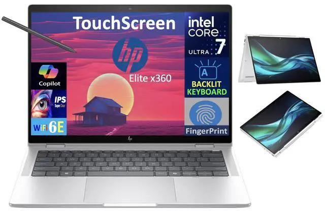Main image of HP Elite x360 1040 Business 2-in-1 Laptop 14.0" Touchscreen IPS WUXGA Display (Intel Ultra 7-155H, 32GB LPDDR5X, 1TB PCIe SSD, Active Pen, Backlit KB, Fingerprint, 2 Thunderbolt 4, Win 11 Pro)