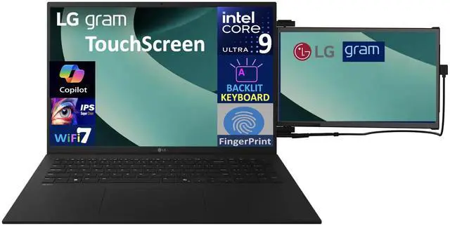 Alt view image 3 of 7 - LG gram AI Powered Laptop 17.0" Touchscreen IPS WQXGA Display (Intel Ultra 9-288V, 32GB LPDDR5X, 2TB PCIe SSD, Intel Arc 140V, Backlit KB, Fingerprint, Win 11 Home) w/Duex Max DS Monitor