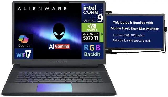 Main image of Alienware 16 Area-51 Area-51 AI Gaming Laptop 16.0" 240Hz IPS WQXGA Display (Intel Ultra 9- 275HX, NVIDIA GeForce RTX 5070 Ti 12GB, 64GB DDR5, 8TB PCIe SSD, RGB KB, Win 11 Pro) w/Duex Max DS Monitor