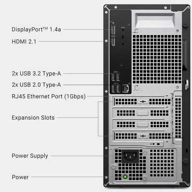 Alt view image 5 of 7 - Dell Tower Plus AI Business Desktop (Intel Ultra 7 265F, 32GB DDR5, 1TB SSD, GeForce RTX 4060, 360W PSU, WiFi 6, Bluetooth 5.2, RJ-45, 3 Display Port, HDMI, Win 11 Home)