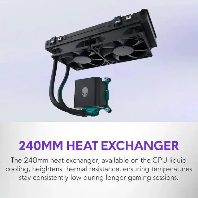 Alt view image 7 of 7 - Alienware Aurora AI Gaming Desktop PC (Intel Ultra 7 265F, GeForce RTX 5060 Ti 8GB GDDR7, 64GB DDR5, 512GB PCIe SSD + 2TB HDD, RGB Fans, 240mm AIO, 500W PSU, WiFi 7, Bluetooth 5.4, RJ-45, Win 11 Home)