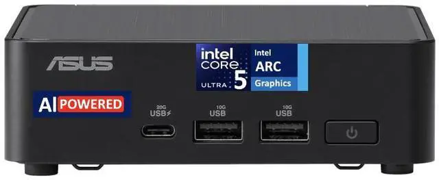 Main image of ASUS NUC 14 Pro Slim AI Powered Mini Desktop (Intel Ultra 5-125H , Intel Arc Shared, 16GB DDR5, 4TB PCIe SSD, 2 Thunderbolt 4, WiFi 6E, Bluetooth 5.3, 120W PSU, RJ-45, 2 HDMI, Win 11 Home)