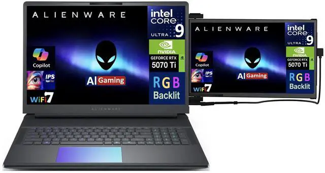 Alt view image 3 of 7 - Alienware 18 Area-51 AI Gaming Laptop 18" 120Hz IPS WQXGA Display (Intel Ultra 9- 275HX, NVIDIA GeForce RTX 5070 Ti 12GB, 32GB DDR5, 8TB PCIe SSD, RGB KB, Win 11 Pro) w/Duex Max DS Monitor