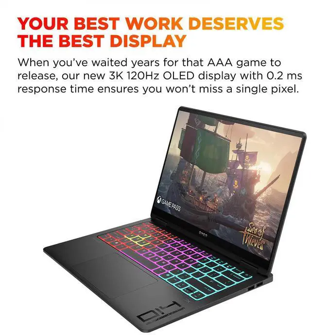 Alt view image 4 of 6 - HP OMEN Transcend 14 AI Gaming Laptop 14.0" 2.8K (Intel Ultra 9-285H, GeForce RTX 5070 8GB, 32GB LPDDR5X, 1TB SSD, Win 11 Home)