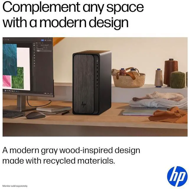 Alt view image 3 of 7 - HP OmniDesk AI PC Desktop (AMD Ryzen 7 8700G, 32GB DDR5, 1TB PCIe SSD, AMD Radeon 780M, 400W PSU, WiFi 6, Bluetooth 5.4, RJ-45, 1 Display Port, HDMI, Win 11 Home)