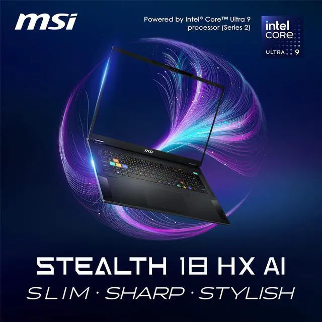 Alt view image 2 of 7 - MSI Stealth AI Gaming Laptop 18" 4K (Intel Ultra 9- 275HX, NVIDIA GeForce RTX 5090 24GB, 64GB DDR5, 8TB PCIe SSD, Win 11 Pro)