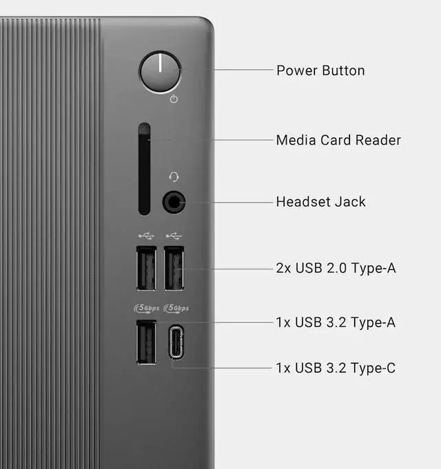 Alt view image 7 of 7 - Dell Slim ECS1250 AI Powered Desktop (Intel Ultra 7-265, 64GB DDR5, 2TB PCIe SSD, Intel Graphics, 180W PSU, WiFi 6, Bluetooth 5.2, RJ-45, 1 Display Port, HDMI, Win 11 Home)
