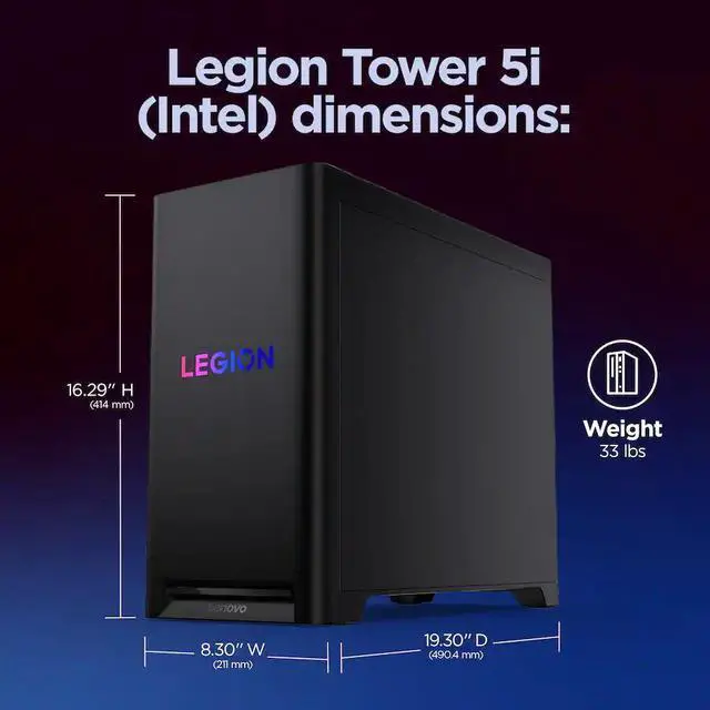 Alt view image 6 of 7 - Lenovo Legion Tower 5i Gaming Desktop PC (Intel Ultra 7 265F, GeForce RTX 5060 Ti 8GB GDDR7, 32GB DDR5, 1TB PCIe SSD, Win 11 Pro)