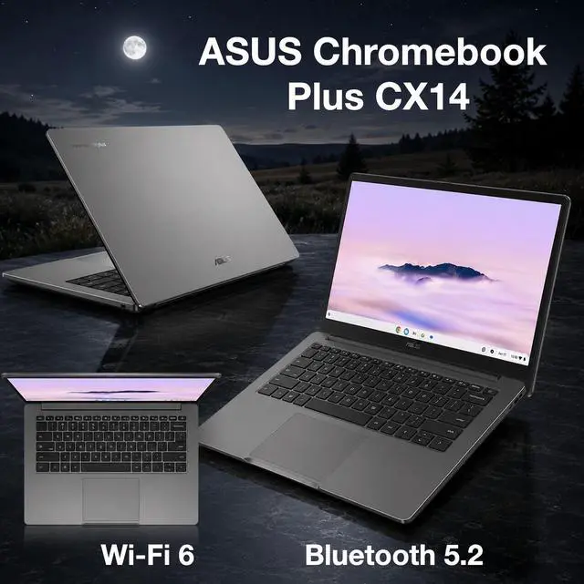 Alt view image 5 of 7 - ASUS Plus CX14 CX1405CTA-IS386PTR 14.0" Chromebook: 60Hz Refresh Rate, response time, FHD (1920x1080) IPS, , VESA Compatible- Ideal for Everyday Value Use