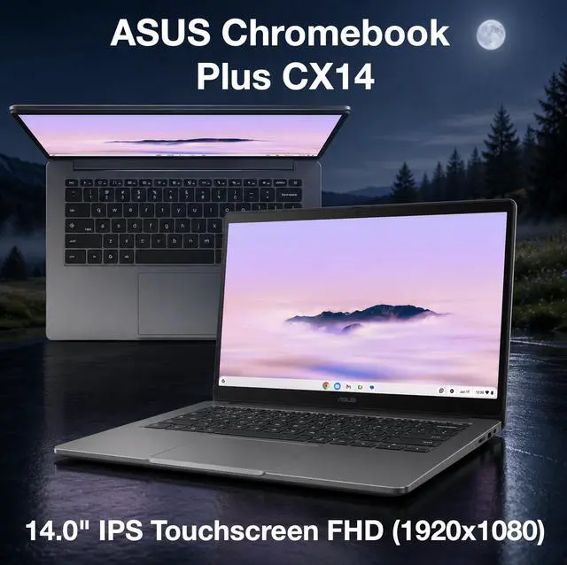 Alt view image 4 of 7 - ASUS Plus CX14 CX1405CTA-IS386PTR 14.0" Chromebook: 60Hz Refresh Rate, response time, FHD (1920x1080) IPS, , VESA Compatible- Ideal for Everyday Value Use