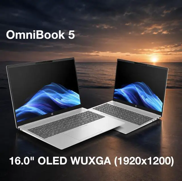 Alt view image 5 of 7 - HP OmniBook 5 Copilot + Laptop 16.0" OLED WUXGA Display (Intel Ultra 7-255U, 16GB LPDDR5X, 2TB PCIe SSD, Intel Graphics, Backlit KB, WiFi 6, Webcam, Win 11 Pro) w/Dockztorm Wireless Mouse
