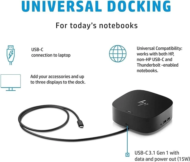 Alt view image 4 of 6 - HP USB-C Dock G5 Docking Station (5YH27AV#ABA), 100W USB-C Power Delivery & Bundle with Dockztorm Hub (USB-C, HDMI, DisplayPort, Ethernet, Audio, USB-A)
