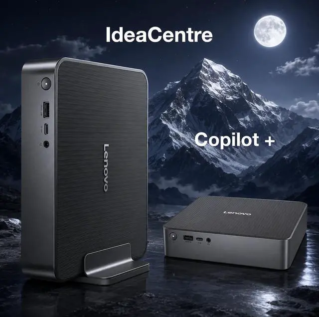 Alt view image 4 of 7 - Lenovo IdeaCentre SDX126 Copilot + Mini Desktop (Qualcomm Snapdragon X X1-26-100, Qualcomm Adreno, 32GB LPDDR5X, 512GB SSD, WiFi 7, Bluetooth 5.4, 150W PSU, RJ-45, Win 11 Home) w/DKZ USB Port Expander
