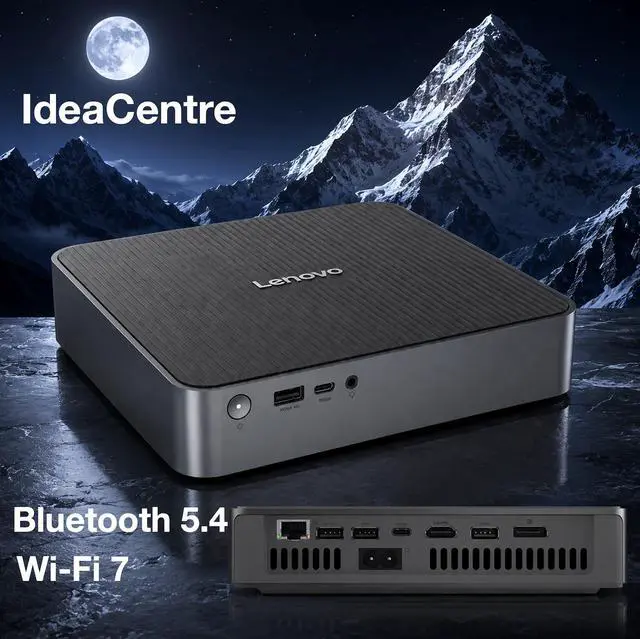 Alt view image 5 of 7 - Lenovo IdeaCentre SDX126 Copilot + Mini Desktop (Qualcomm Snapdragon X X1-26-100, Qualcomm Adreno, 32GB LPDDR5X, 512GB SSD, WiFi 7, Bluetooth 5.4, 150W PSU, RJ-45, Win 11 Home) w/DKZ USB Port Expander