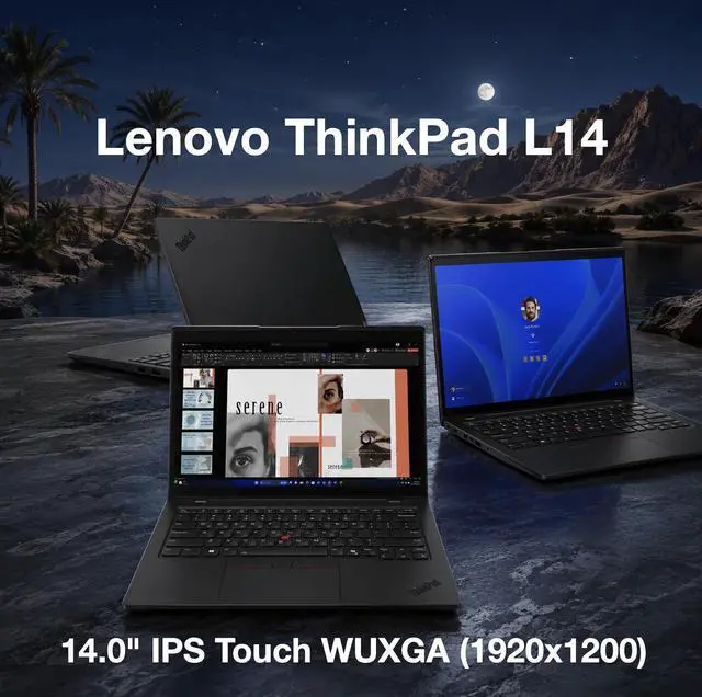 Alt view image 4 of 7 - Lenovo Thinkpad L14 Copilot + Laptop 14.0" Touchscreen IPS WUXGA Display (Intel Ultra 7 165U, 64GB DDR5, 4TB PCIe SSD, Intel Graphics, Backlit KB, Fingerprint, Win 11 Home) w/Dockztorm Wireless Mouse