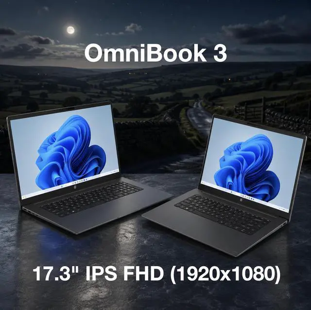 Alt view image 4 of 7 - HP OmniBook 3 Copilot + Laptop 17.3" IPS FHD Display (Intel Ultra 7-255U, 64GB DDR5, 2TB PCIe SSD, Intel Graphics, Backlit KB, WiFi 7, Webcam, Bluetooth 5.4, Win 11 Pro) w/Dockztorm Wireless Mouse