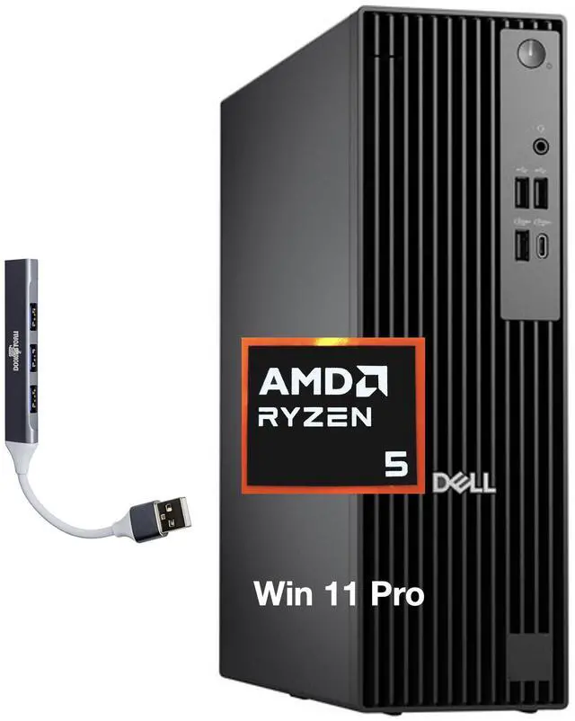 Main image of Dell Pro Slim QCS1255 AI Business Desktop (AMD Ryzen 5 8500G, 16GB DDR5, 512GB SSD, AMD Radeon 740M, 180W PSU, RJ-45, 1 Display Port, HDMI, Win 11 Pro) w/DKZ USB Port Expander