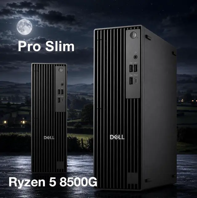 Alt view image 3 of 7 - Dell Pro Slim QCS1255 AI Business Desktop (AMD Ryzen 5 8500G, 16GB DDR5, 512GB SSD, AMD Radeon 740M, 180W PSU, RJ-45, 1 Display Port, HDMI, Win 11 Pro) w/DKZ USB Port Expander