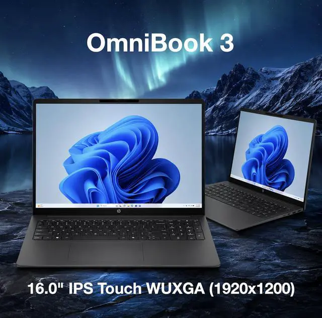 Alt view image 4 of 7 - HP OmniBook 3 Copilot + Laptop 16.0" Touchscreen IPS WUXGA Display (Intel Ultra 7-255U, 64GB DDR5, 2TB PCIe SSD, Intel Graphics, WiFi 7, Webcam, Bluetooth 5.4, Win 11 Pro) w/Dockztorm Wireless Mouse