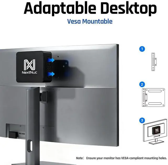 Alt view image 6 of 7 - NextNuc intel 13Pro Business Mini Desktop (Intel i7-13620H, Intel UHD, DDR4, WiFi 6, Bluetooth 5.2, 120W PSU, RJ-45, 2 HDMI, No OS) (Renewed)