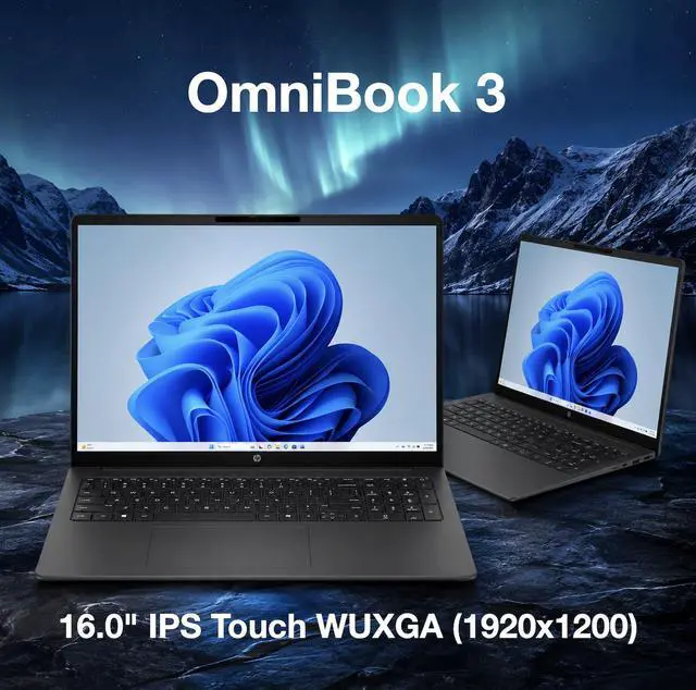 Alt view image 4 of 6 - HP OmniBook 3 ULTRA THIN & LIGHT Laptop 16.0" Touchscreen IPS WUXGA Display (Intel Ultra 5-225U, 32GB DDR5, 2TB PCIe SSD, Intel Graphics, WiFi 7, Webcam, Win 11 Pro) w/Dockztorm Wireless Mouse