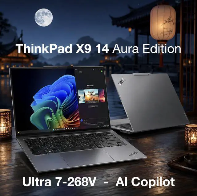 Alt view image 3 of 7 - Lenovo ThinkPad X9 14 Aura Edition Copilot + Laptop 14.0" Touchscreen OLED 2.8K Display (Intel Ultra 7-268V, 32GB LPDDR5X, 2TB M.2 PCIe SSD, Intel Arc 140V, Win 11 Pro) w/Dockztorm Wireless Mouse