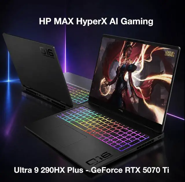 Alt view image 2 of 7 - HP OMEN MAX HyperX AI Gaming Laptop 16.0" 240Hz OLED WQXGA Display (Intel Ultra 9 290HX Plus, NVIDIA GeForce RTX 5070 Ti 12GB, 32GB DDR5, 1TB PCIe SSD, Win 11 Pro) w/Dockztorm Wireless Mouse