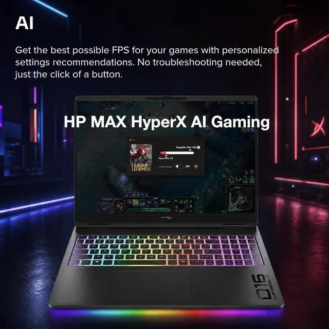 Alt view image 4 of 7 - HP OMEN MAX HyperX AI Gaming Laptop 16.0" 240Hz OLED WQXGA Display (Intel Ultra 9 290HX Plus, NVIDIA GeForce RTX 5070 Ti 12GB, 32GB DDR5, 1TB PCIe SSD, Win 11 Pro) w/Dockztorm Wireless Mouse