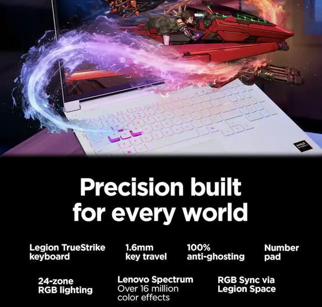 Alt view image 6 of 6 - Lenovo Legion 7a AI Gaming Laptop 16.0" 240Hz OLED WQXGA Display (AMD Ryzen AI 9 HX 470, NVIDIA GeForce RTX 5070 12GB, 32GB LPDDR5X, 2TB PCIe SSD, RGB KB, Win 11 Pro) w/Dockztorm Wireless Mouse