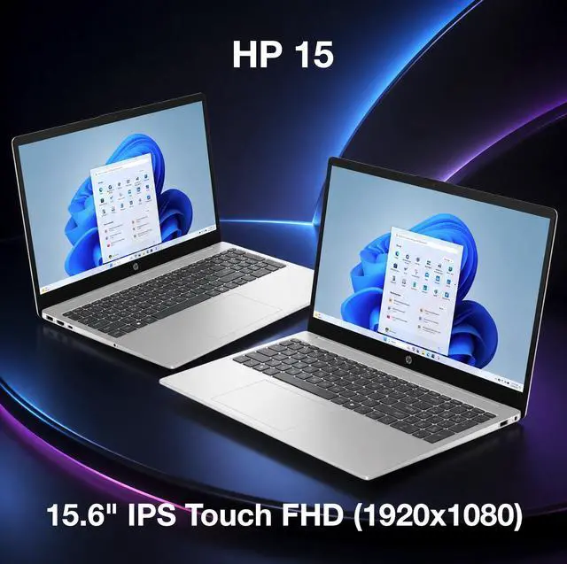 Alt view image 3 of 3 - HP 15 HIGH PERFORMANCE Laptop 15.6" Touchscreen IPS FHD Display (AMD Ryzen 7 7730U, 64GB DDR4, 512GB PCIe SSD, AMD Radeon, WiFi 6, Webcam, Bluetooth 5.4, Win 11 Pro) w/Dockztorm Wireless Mouse