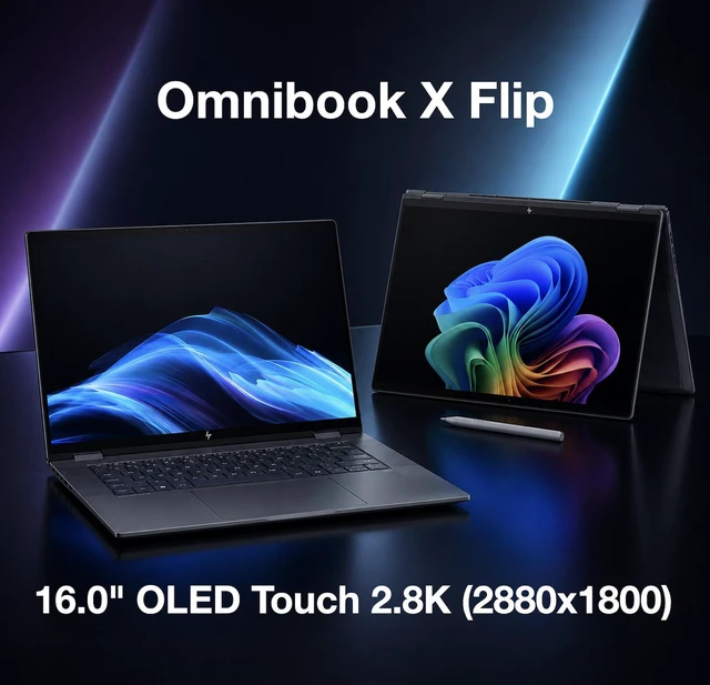 Alt view image 4 of 5 - HP OmniBook X Flip Copilot + 2-in-1 Laptop 16.0" Touchscreen OLED 2.8K Display (Intel Ultra 7-256V, 16GB LPDDR5X, 2TB PCIe SSD, Active Pen, Backlit KB, Win 11 Pro) w/Dockztorm Wireless Mouse