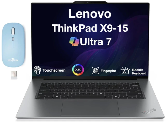 Main image of Lenovo ThinkPad X9-15 Copilot + Laptop 15.3" Touchscreen OLED 2.8K Display (Intel Ultra 7-258V, 32GB LPDDR5X, 2TB M.2 PCIe SSD, Intel Arc 140V, Backlit KB, Win 11 Pro) w/Dockztorm Wireless Mouse