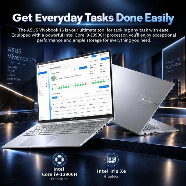 Alt view image 7 of 7 - ASUS Vivobook 16 Vivobook 16 Business Laptop 16.0" IPS WUXGA Display (Intel i9-13900H, 24GB DDR4, 2TB PCIe SSD, Intel Iris Xe, Backlit KB, Fingerprint, WiFi 6E, Win 11 Pro) w/Dockztorm Wireless Mouse