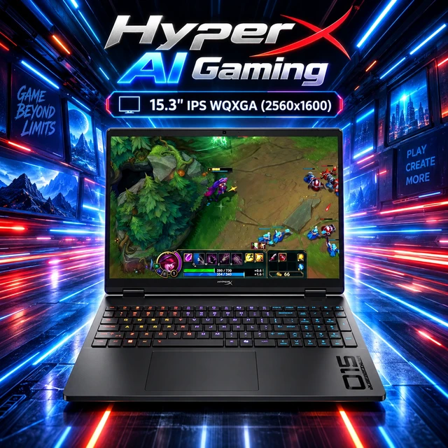 Alt view image 6 of 7 - HP OMEN HyperX AI Gaming Laptop 15.3" 180Hz IPS WQXGA Display (Intel Ultra 9- 275HX, GeForce RTX 5070 8GB, 32GB DDR5, 1TB SSD, RGB KB, WiFi 7, Webcam, Win 11 Home) w/Dockztorm Wireless Mouse