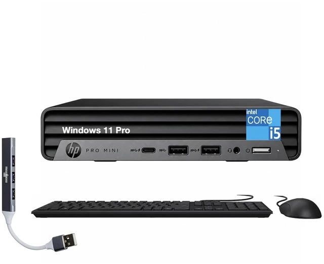 Main image of HP Pro Mini 400 G9 Business Mini Desktop (Intel i5-12500T, Intel UHD 770, 64GB DDR4, 8TB PCIe SSD, WiFi 6E, Bluetooth 5.4, 90W PSU, RJ-45, 2 Display Port, Win 11 Pro) w/DKZ USB Port Expander