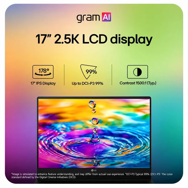 Alt view image 6 of 7 - LG gram Max Copilot + Laptop 17.0" Touchscreen IPS WQXGA Display (Intel Ultra 7 355, 16GB LPDDR5X, 2TB PCIe SSD, Intel Graphics, Backlit KB, 2 Thunderbolt 4, Win 11 Pro) w/Dockztorm Wireless Mouse