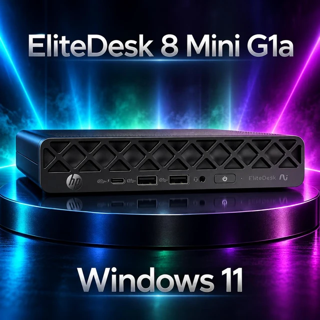 Alt view image 6 of 7 - HP EliteDesk 8 Mini G1a AI PC Mini Desktop (AMD Ryzen AI 7 PRO 350, AMD Radeon 860M, 32GB DDR5, 512GB PCIe SSD, WiFi 7, Bluetooth 5.4, 90W PSU, RJ-45, Win 11 Pro) w/DKZ USB Port Expander