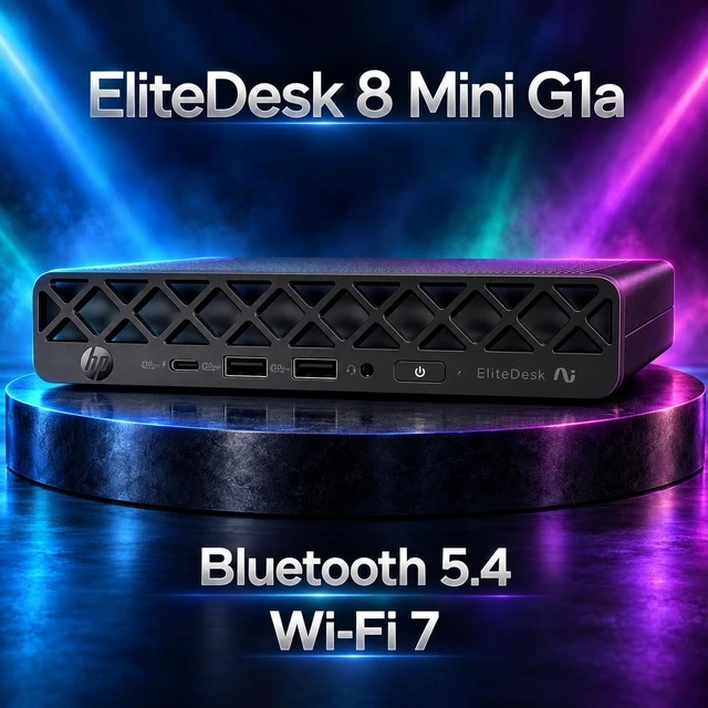 Alt view image 5 of 7 - HP EliteDesk 8 Mini G1a AI PC Mini Desktop (AMD Ryzen AI 7 PRO 350, AMD Radeon 860M, 32GB DDR5, 512GB PCIe SSD, WiFi 7, Bluetooth 5.4, 90W PSU, RJ-45, Win 11 Pro) w/DKZ USB Port Expander