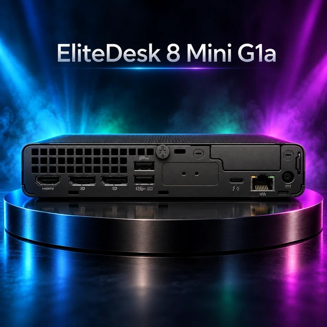Alt view image 7 of 7 - HP EliteDesk 8 Mini G1a AI PC Mini Desktop (AMD Ryzen AI 7 PRO 350, AMD Radeon 860M, 32GB DDR5, 512GB PCIe SSD, WiFi 7, Bluetooth 5.4, 90W PSU, RJ-45, Win 11 Pro) w/DKZ USB Port Expander