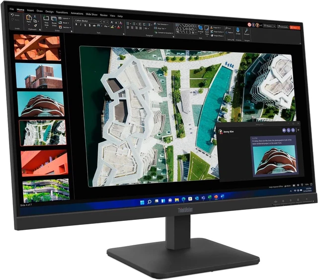 Alt view image 2 of 7 - Lenovo ThinkVision 27" FHD IPS Monitor, 4ms Response Time, Anti-Glare, Flicker-Free, 100Hz Refresh Rate, VESA Mount (100 x 100 mm), VGA, HDMI & Dockztorm USB Port Expander, Black Color
