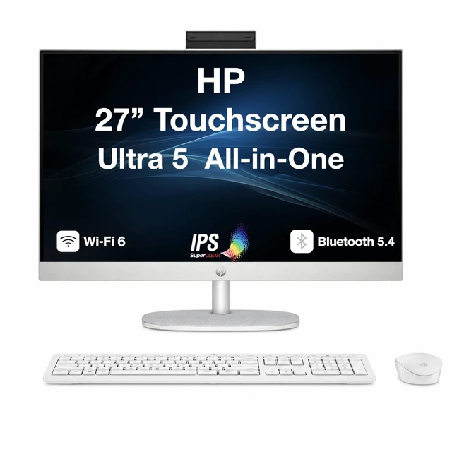 Main image of HP 27 AI PC All-in-One 27" Touchscreen IPS FHD Display (Intel Ultra 5-225U, 16GB DDR5, 1TB PCIe SSD, Intel Graphics, WiFi 6, Webcam, Bluetooth 5.4, Win 11 Pro) (Renewed)