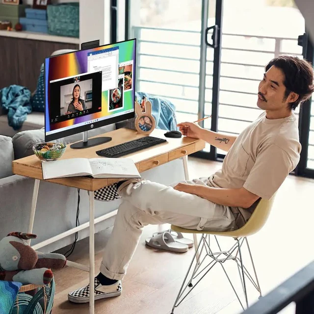Alt view image 4 of 7 - HP 27 Business All-in-One 27" Touchscreen IPS FHD Display (AMD Ryzen 7 7730U, 16GB DDR4, 1TB PCIe SSD, AMD Radeon, WiFi 6, Webcam, Bluetooth 5.3, Win 11 Pro) (Renewed)