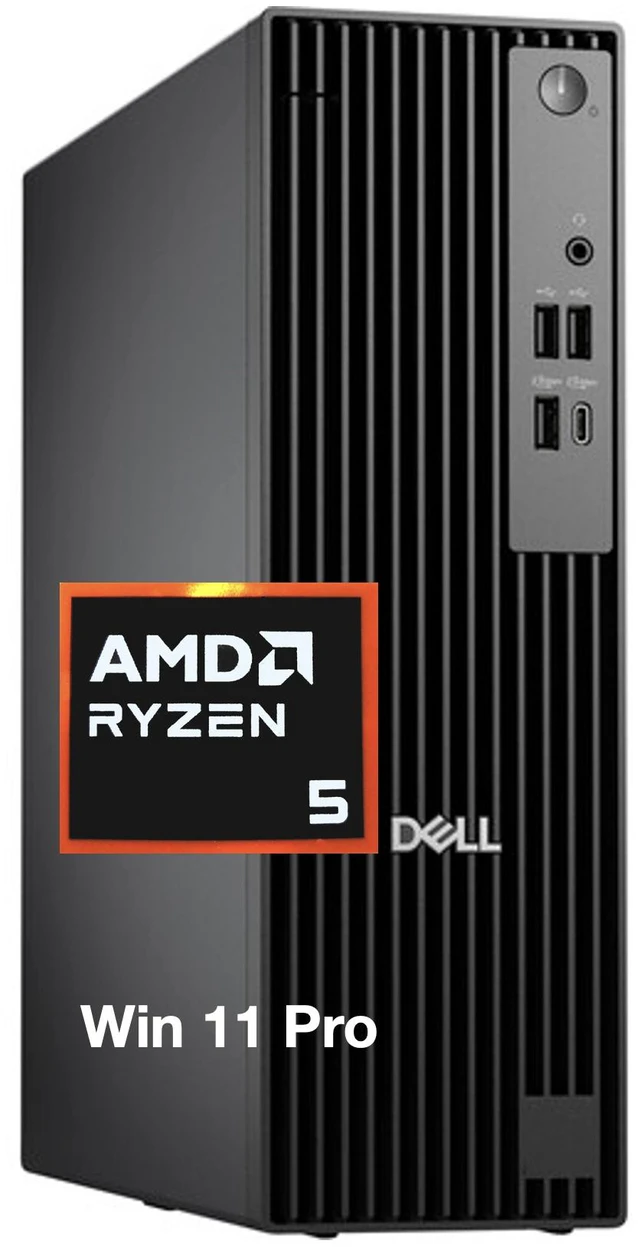Main image of Dell Pro Slim QCS1255 AI Business Desktop (AMD Ryzen 5 8500G, 16GB DDR5, 512GB SSD, AMD Radeon 740M, 180W PSU, RJ-45, 1 Display Port, HDMI, Win 11 Pro) (Renewed)