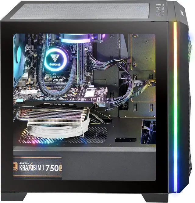 Alt view image 3 of 6 - Gamdias Athena M2 LITE ATX RGB Micro Tower Case, 2 Built-in 120mm Trio Rings ARGB Fans, Seamless Tempered Glass Window, Mesh Front Panel, Front Panel with Rainbow Color Streaming Lighting, Magnetic Du
