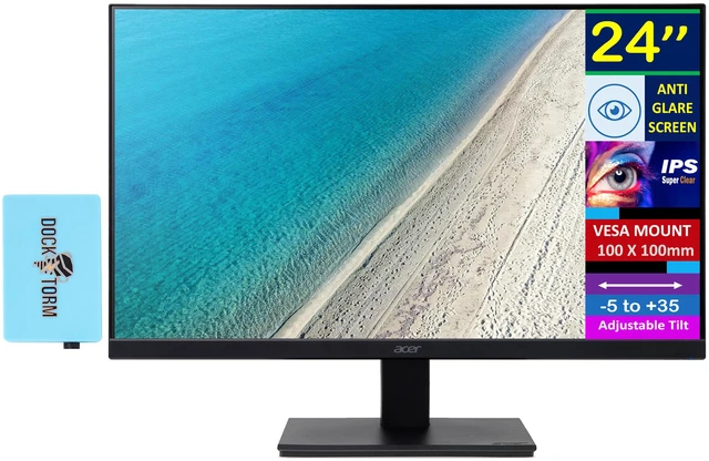 Main image of Acer 24" Vero V247Y Gbmix FHD IPS Monitor with 4 ms Response Time, Anti-Glare, Adaptive Sync, Integrated Speakers, VESA Mount (100x100mm) & Dockztorm USB Port Expander, HDMI, Black (UM.QV7AA.G03)